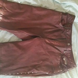 Copper colored, leather Harley Davidson pants